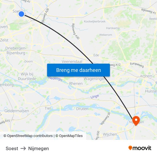 Soest to Nijmegen map