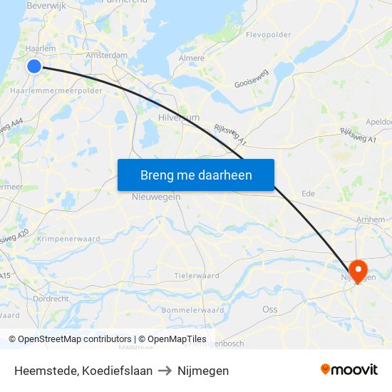 Heemstede, Koediefslaan to Nijmegen map