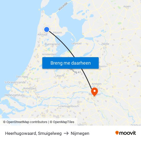 Heerhugowaard, Smuigelweg to Nijmegen map