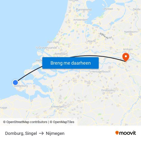Domburg, Singel to Nijmegen map