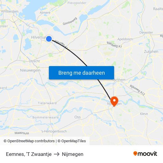 Eemnes, 'T Zwaantje to Nijmegen map