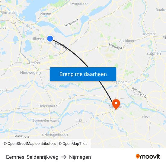 Eemnes, Seldenrijkweg to Nijmegen map