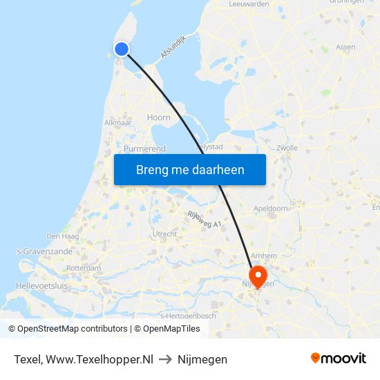 Texel, Www.Texelhopper.Nl to Nijmegen map