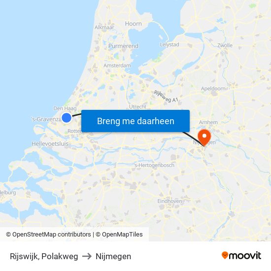 Rijswijk, Polakweg to Nijmegen map