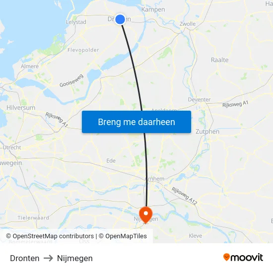 Dronten to Nijmegen map