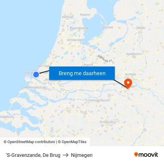 'S-Gravenzande, De Brug to Nijmegen map