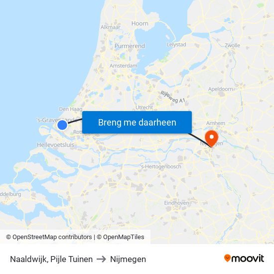 Naaldwijk, Pijle Tuinen to Nijmegen map