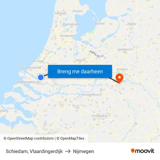 Schiedam, Vlaardingerdijk to Nijmegen map