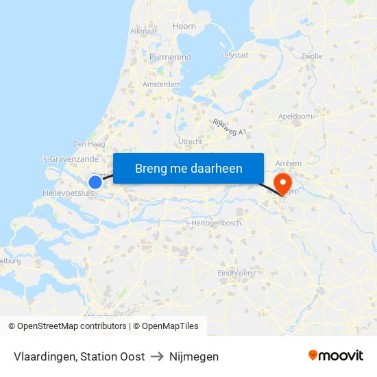 Vlaardingen, Station Oost to Nijmegen map