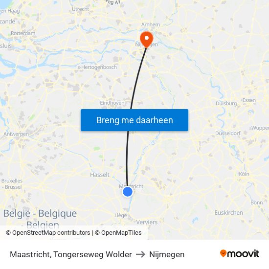 Maastricht, Tongerseweg Wolder to Nijmegen map