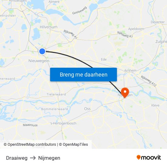 Draaiweg to Nijmegen map