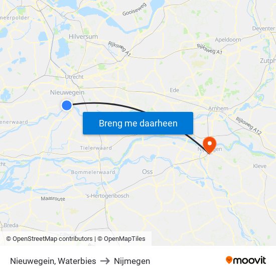 Nieuwegein, Waterbies to Nijmegen map