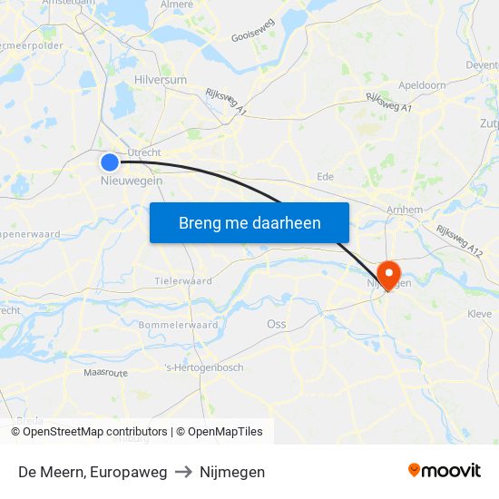 De Meern, Europaweg to Nijmegen map