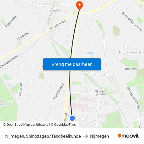 Nijmegen, Spinozageb/Tandheelkunde to Nijmegen map