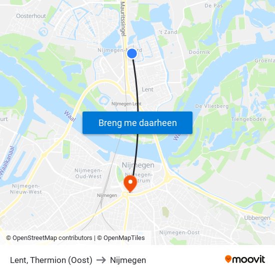 Lent, Thermion (Oost) to Nijmegen map