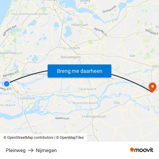 Pleinweg to Nijmegen map
