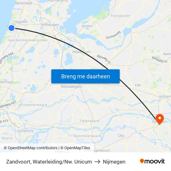 Zandvoort, Waterleiding/Nw. Unicum to Nijmegen map