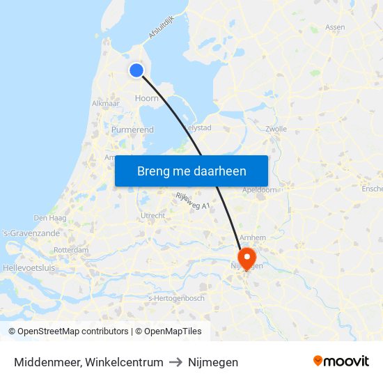 Middenmeer, Winkelcentrum to Nijmegen map