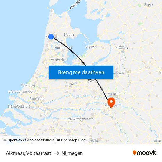 Alkmaar, Voltastraat to Nijmegen map