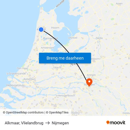 Alkmaar, Vlielandbrug to Nijmegen map