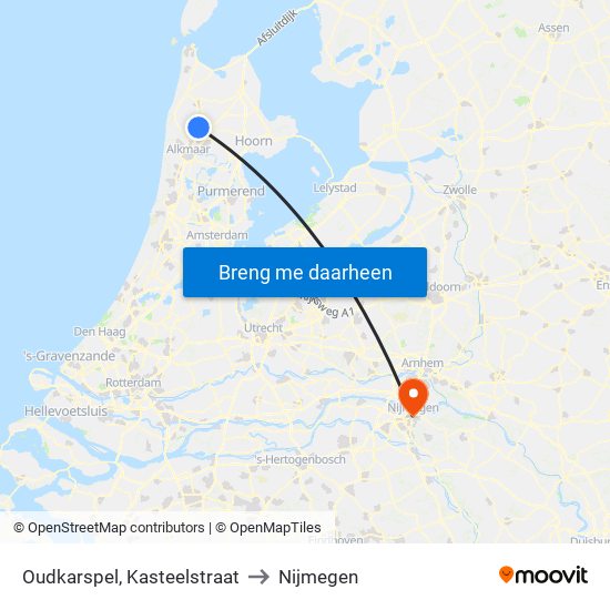 Oudkarspel, Kasteelstraat to Nijmegen map