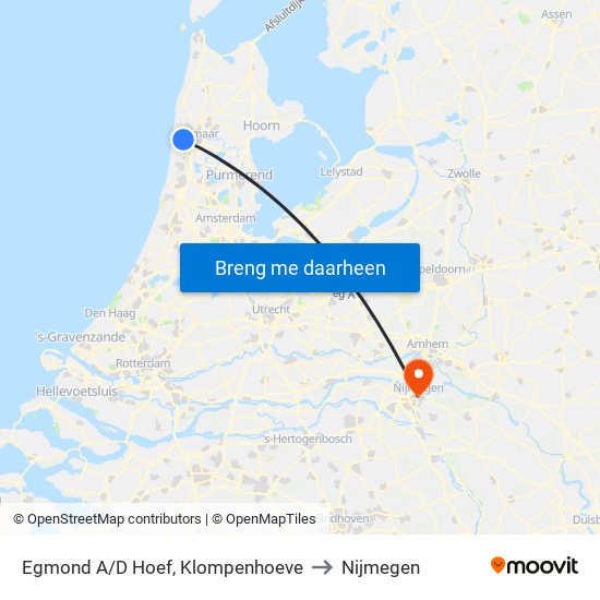 Egmond A/D Hoef, Klompenhoeve to Nijmegen map