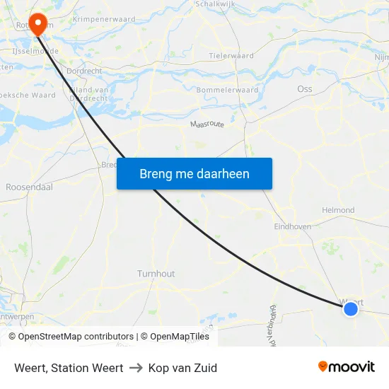 Weert, Station Weert to Kop van Zuid map