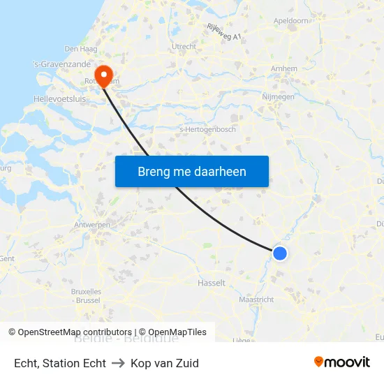 Echt, Station Echt to Kop van Zuid map