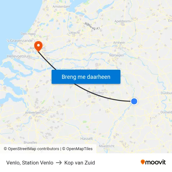 Venlo, Station Venlo to Kop van Zuid map