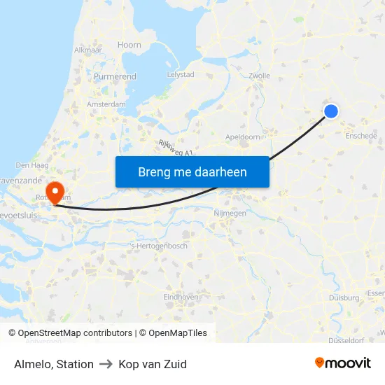 Almelo, Station to Kop van Zuid map