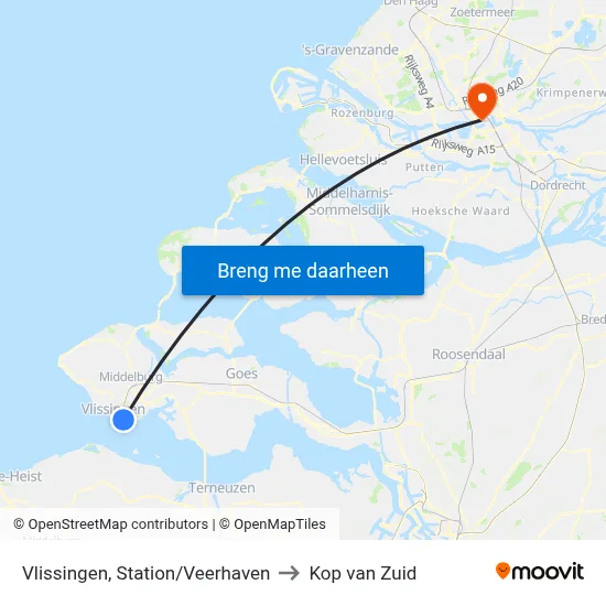 Vlissingen, Station/Veerhaven to Kop van Zuid map