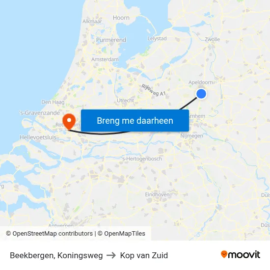 Beekbergen, Koningsweg to Kop van Zuid map