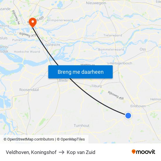 Veldhoven, Koningshof to Kop van Zuid map