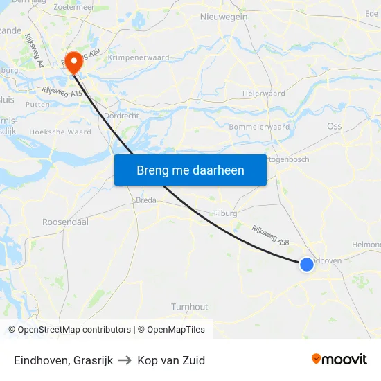 Eindhoven, Grasrijk to Kop van Zuid map