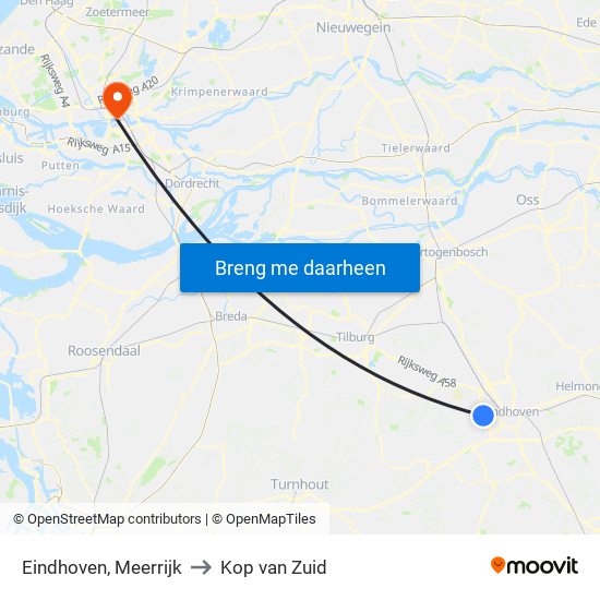 Eindhoven, Meerrijk to Kop van Zuid map