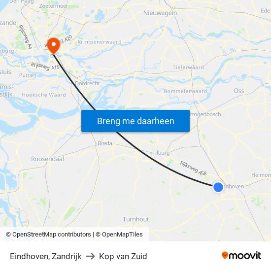 Eindhoven, Zandrijk to Kop van Zuid map