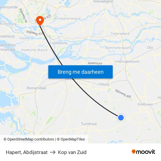Hapert, Abdijstraat to Kop van Zuid map