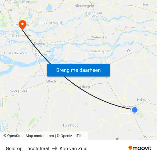 Geldrop, Tricotstraat to Kop van Zuid map
