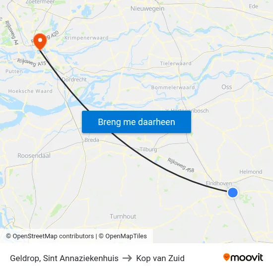 Geldrop, Sint Annaziekenhuis to Kop van Zuid map