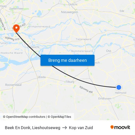 Beek En Donk, Lieshoutseweg to Kop van Zuid map