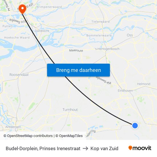 Budel-Dorplein, Prinses Irenestraat to Kop van Zuid map