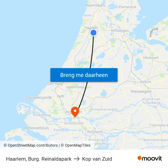 Haarlem, Burg. Reinaldapark to Kop van Zuid map