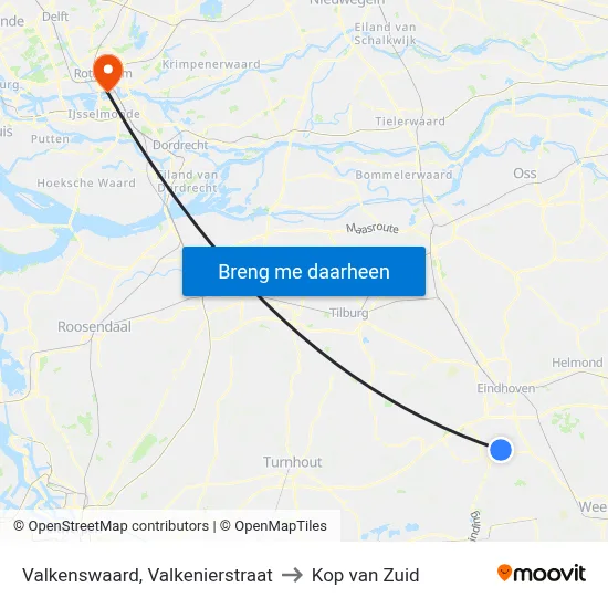 Valkenswaard, Valkenierstraat to Kop van Zuid map