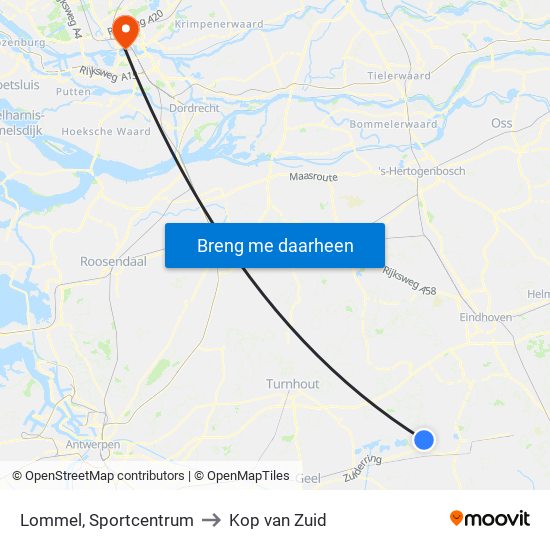 Lommel, Sportcentrum to Kop van Zuid map