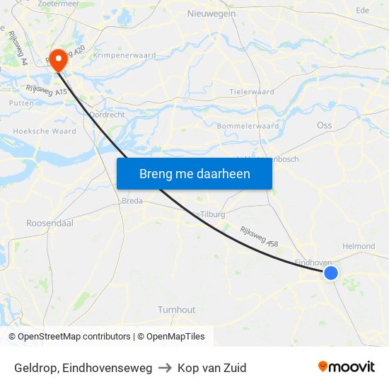 Geldrop, Eindhovenseweg to Kop van Zuid map