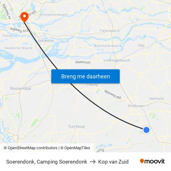 Soerendonk, Camping Soerendonk to Kop van Zuid map