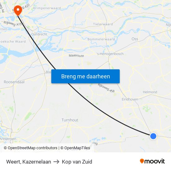 Weert, Kazernelaan to Kop van Zuid map