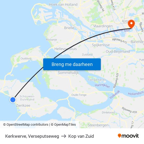 Kerkwerve, Verseputseweg to Kop van Zuid map