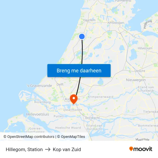 Hillegom, Station to Kop van Zuid map