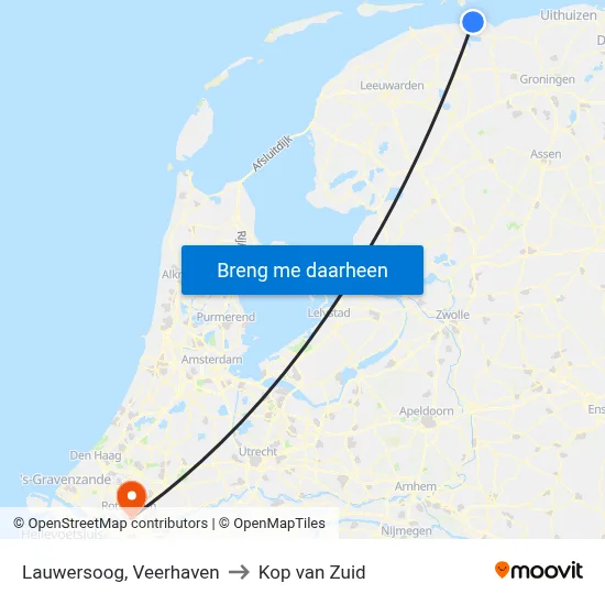 Lauwersoog, Veerhaven to Kop van Zuid map